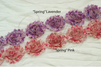 Shabby Flowers, "SPRING" Pattern - 6.5cm (Pack of 4)